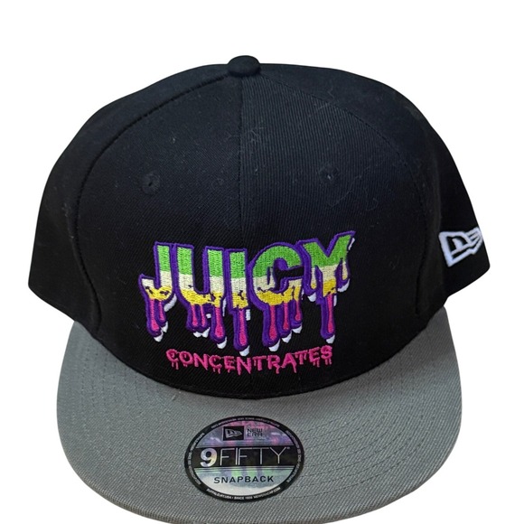 New Era 9FIFTY Snapback Cap Black Gray Juicy Concentrates Embroidered Logo Men